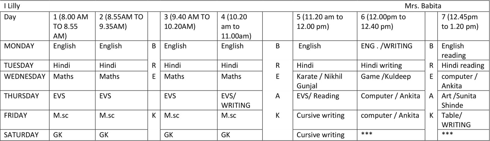 Time Table 2024-25